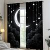 Starry Night Moon and Forest - Pole Bag Curtains, Bedroom and Living Room Decoration, Home Decoration, Living Room Decoration