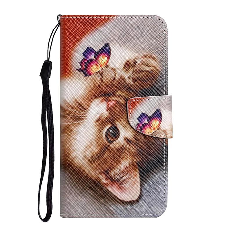 Leather Flip Phone Case For iPhone 11 XR X XS 7 8 SE 2020 SE 2022 Lion Cat Flower Painted Wallet Card Holder Back Cover
