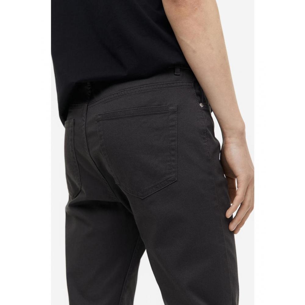 H M sliM Fit Cotton Twill Pants Dark Gray 1074402003