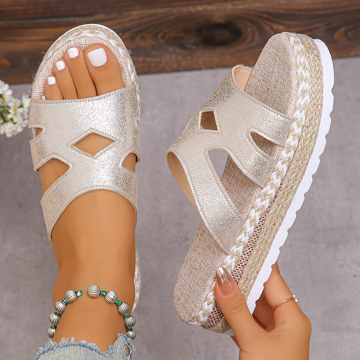 

Women Slippers 2024 New Summer High Quality Slippers Ladies Solid Color Outdoor Platform Concise Casual Sandals Slides Women 36 бежевый