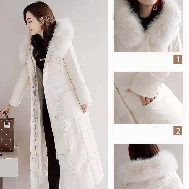 Women Korean Style Hooded Long Cotton Coat Winter Warm Padded Coat Over Knee Outfit