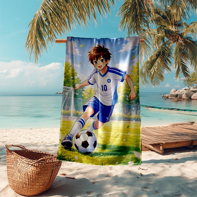 1pc Soccer Dreams Bloom Cartoon Quick Dry Microfiber Bath Towel for Swimming Surfing Camping Unisex Holiday. SJT7201139