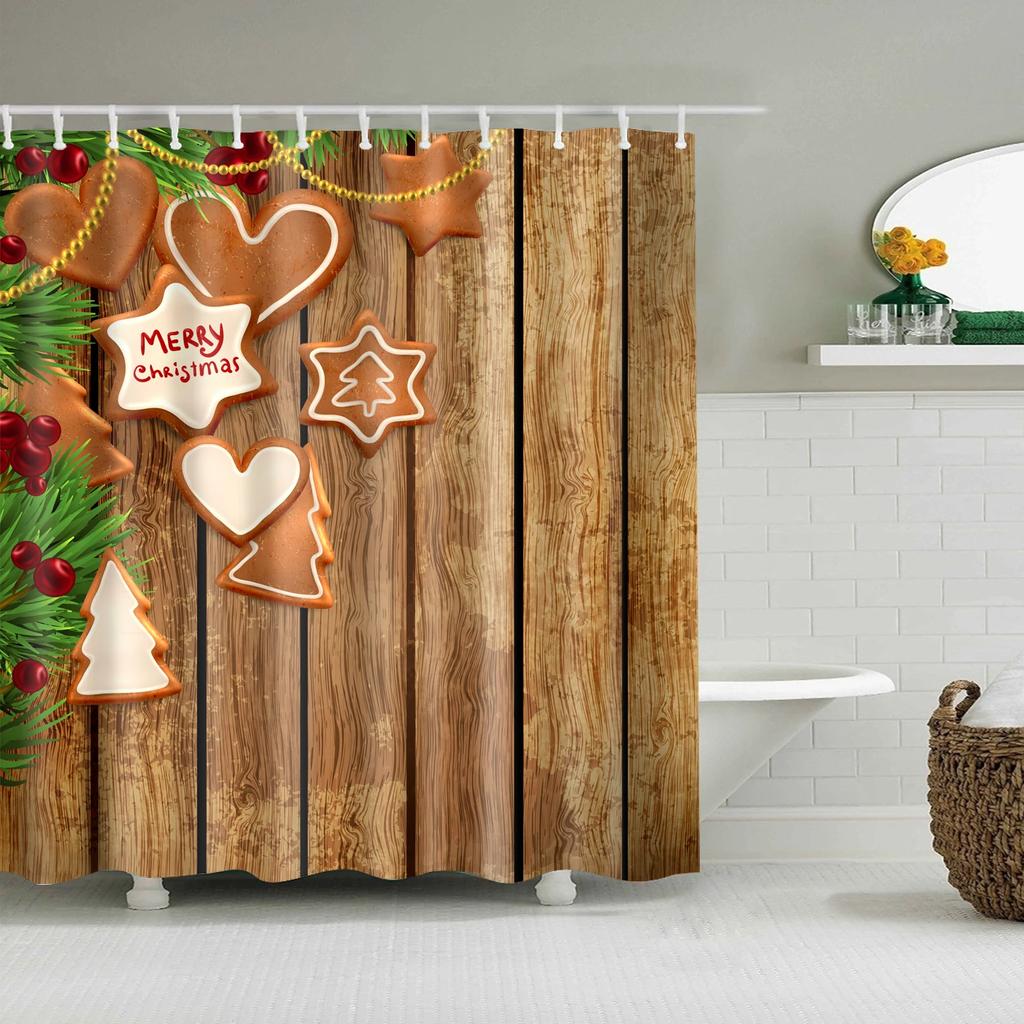 Waterproof Merry Christmas Bathroom Shower Curtains Snowman Santa Bell Elk Pattern Bath Curtain for Bathroom Home Decor