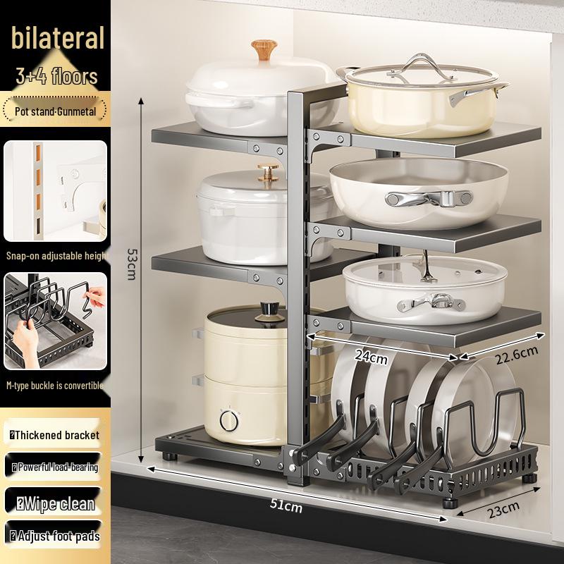 Layered Kitchen Storage Rack for Cookware & Utensils