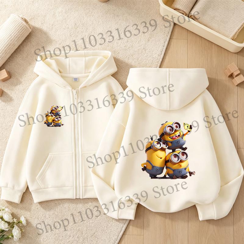 New Minionses Kids Zipper Hoodies Coats Girl Boy Sweatshirt Clothes Long Sleeve Harajuku Pullovers Casual Hooded Tops GIFT 2026