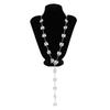 Temperament Fashion Bow Cross Necklace Simple Imitation Pearl Tassel Long Section Collarbone Chain
