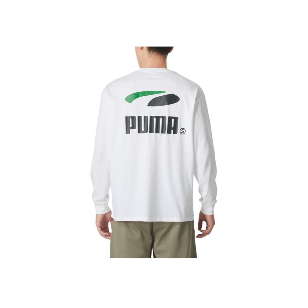 Puma Loose Fit Round Neck Running Long Sleeve T-Shirt Men tops White 628138-02
