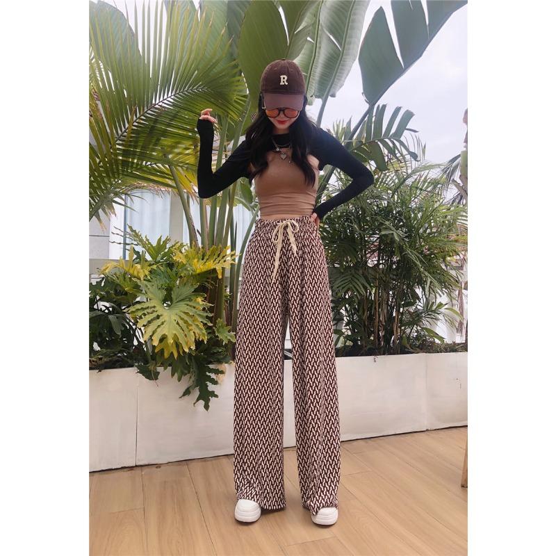 VEZFAA Women's Fashion Casual Plaid Print High Waist Trousers Pants & Capris