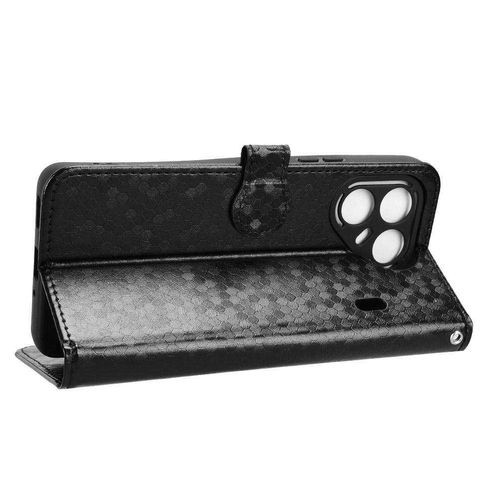 For TECNO Pova 7 5G Wallet Case Dot Pattern Imprint PU Leather Phone Cover with Wrist Strap