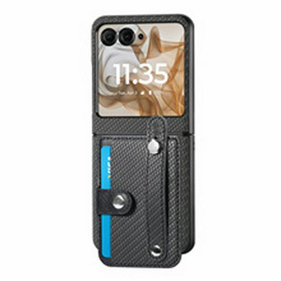 Funda de Cuero Moto Razr60 Ultra con Ranuras para Múltiples Tarjetas y Soporte de Anillo