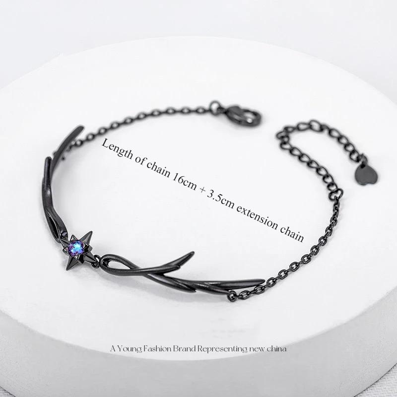 Delicate Shiny Zircon Star Bracelet for Women Simple Gothic Dark Angel Wings Trend Jewelry Girls Gift