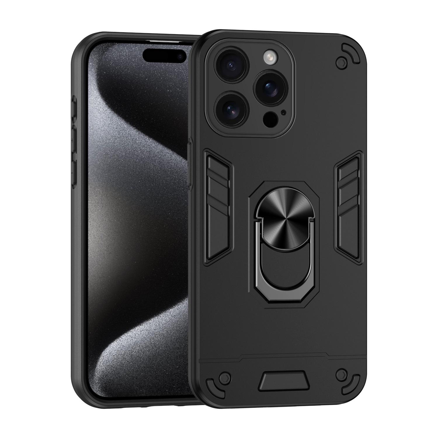 

Cross-border IP16ProMax 360 Warrior Phone Case: Protective Stand Cover for Apple iPhone 16 Plus 16 Pro чёрный