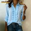 Blusas y camisas informales con cuello POLO de manga larga a la moda para mujer