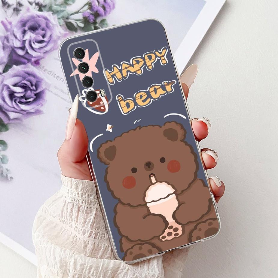 For Huawei Y7a Case PSmart 2021 Cute Cat Fashion Painted Cover Soft Slim Phone Case For Huawei P Smart 2021 Y 7a HuaweiY7a Shell