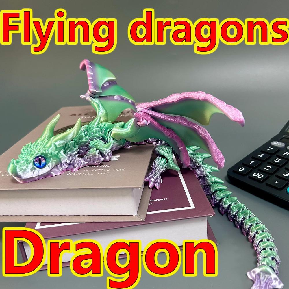 39.5Cm/15.55In 3D Printed Dragon Moveable Joints Animal Model Home Desktop Decoration Ornament Gift Collectible Statue