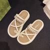 Fairy wind cover toe cool slippers female outer wear 2025 summer new round head two wear pearl muffin platform sandals