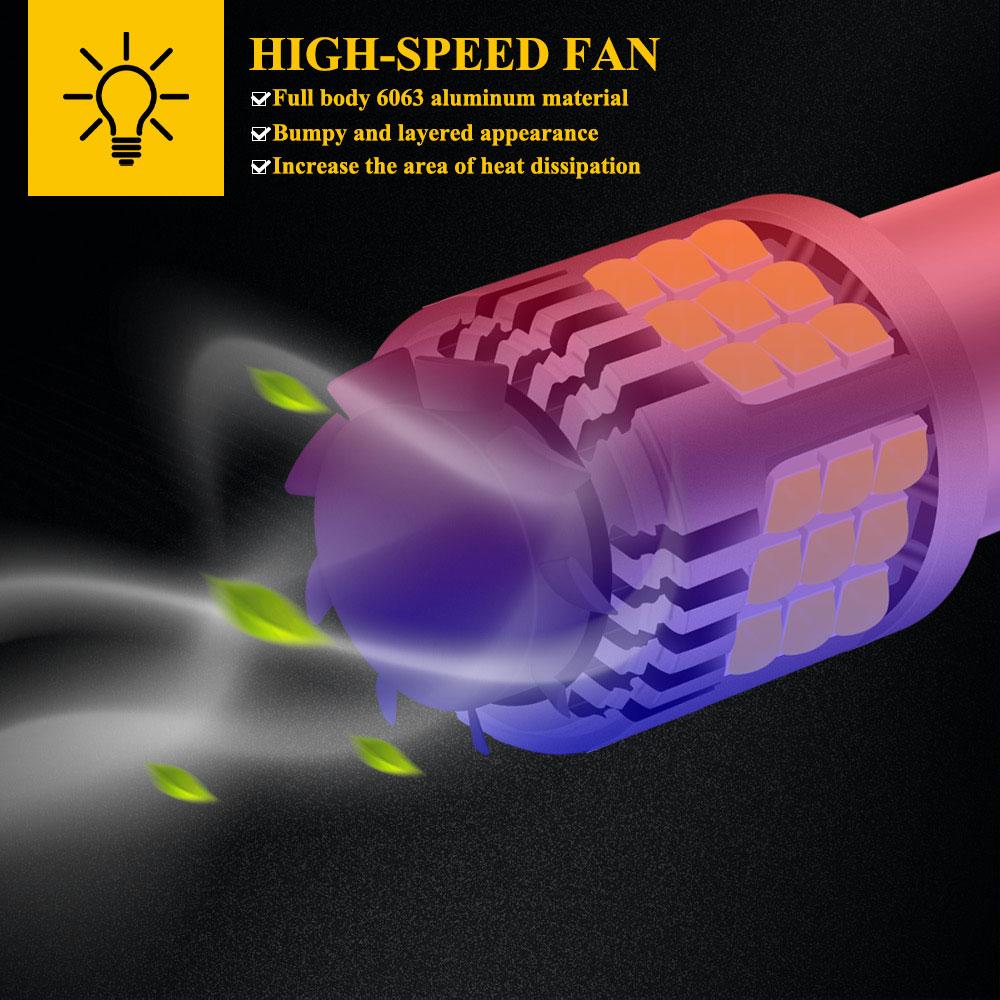 2pcs 1156 P21W 1157 Turn Signal Light 7440 T20 BAU15S DRL 7443 CANBUS LED Bulb with Fan Super Bright Car Reverse Brake Lights