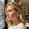 Fashion Painted Flower Starfish Stud Earrings for Women Creative Unique Summer Enamel Marine Starfish Earrings Beach Jewelry