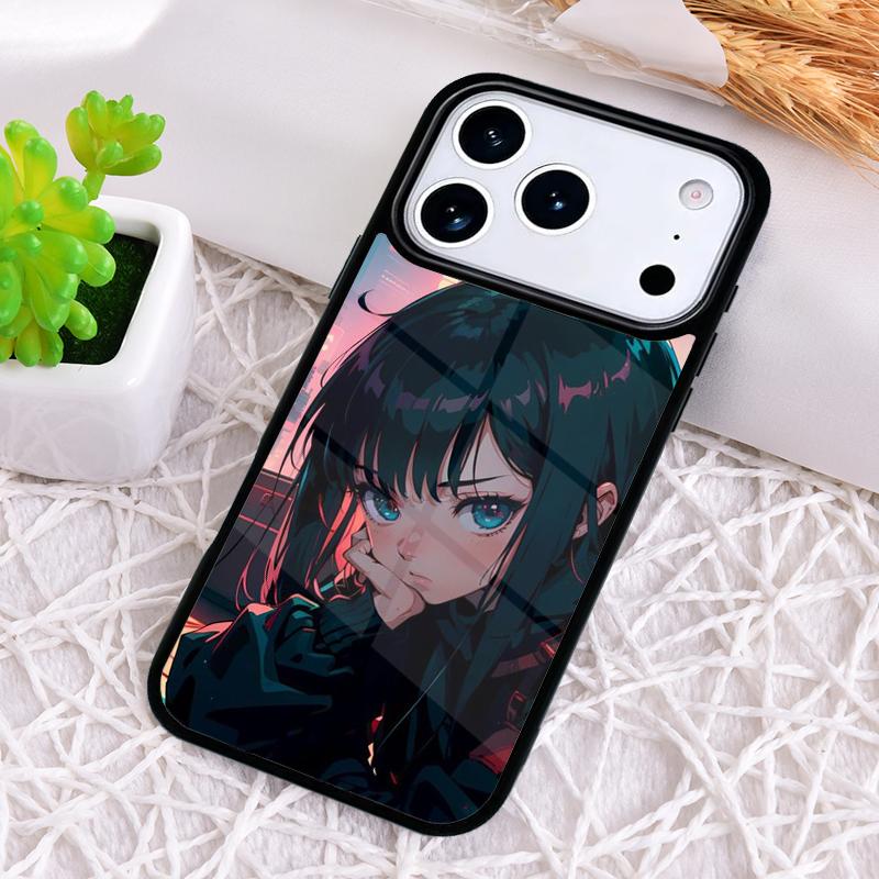 Sad Girl Japanese Anime Shockproof Phone Case for iPhone 17 Air 16e 15 11 12 14 13 Pro Max Cover Coque