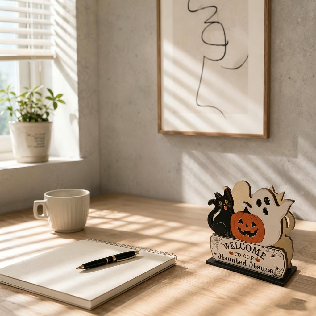 Wooden Halloween Tissue Holder Ghost Pumpkin Tabletop Napkin Organizer Festive Dining Room Decor Paper Towel Stand for Holiday Use