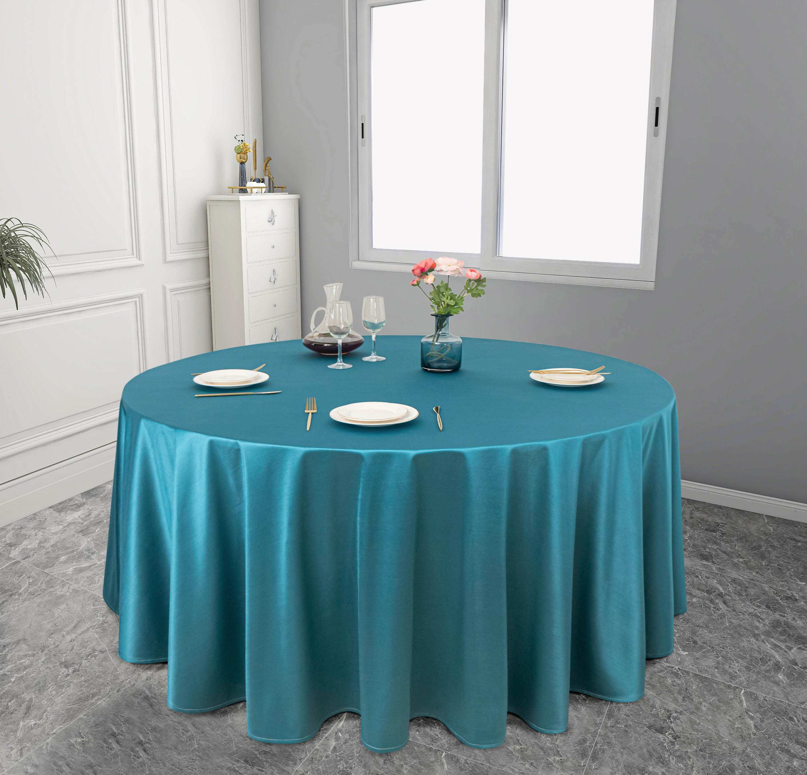 Чистый цвет современная минималистская атласная скатерть утолщенная многоцветная — фото 13