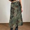 Mori Style Retro Print High Waist Pleated A-line Skirt for Women