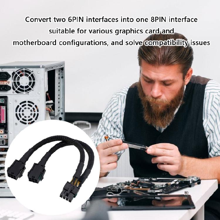 Double 6 Pin Female To 8 Pin Male Power Cable Upgrading PC Power Supplies Power Cable Adapter for Video Card Accessories