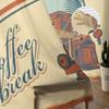 Retro Banner With The Coffee Grinder Cafe Chiffon Sheer Curtains for Living Room Bedroom Window Curtain Voiles Tulle Cortinas