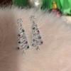 Korean Zircon Christmas Tree Earrings Rhinestone Crystal Star Drop Earring Gift