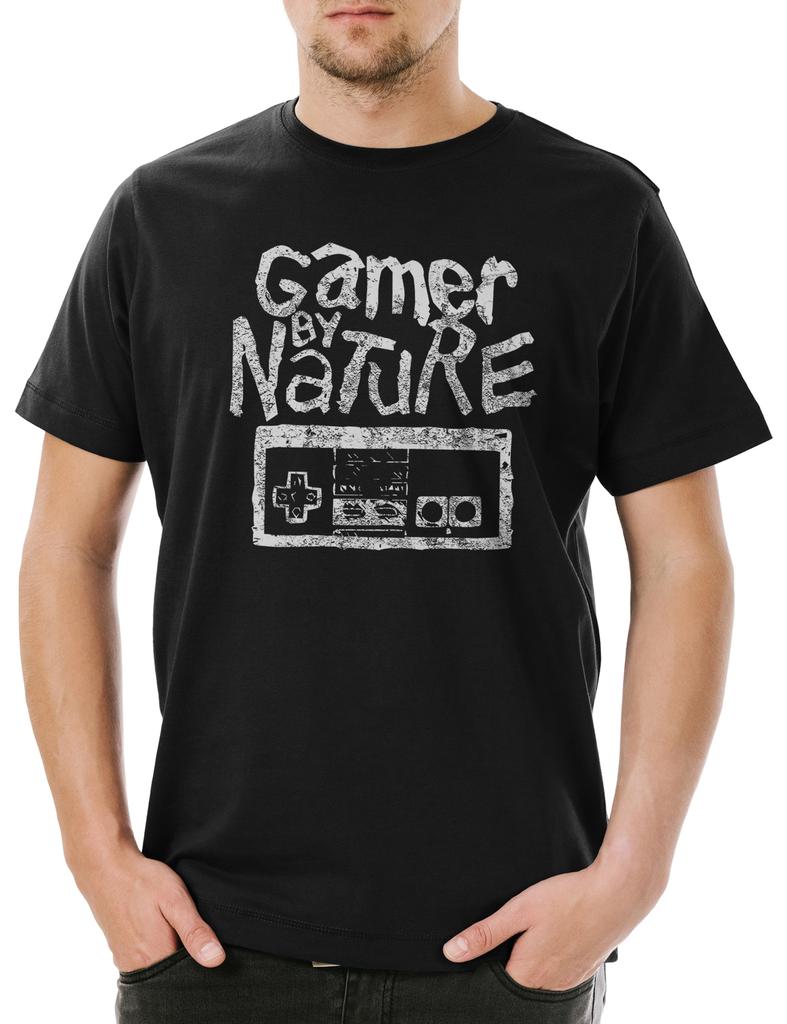 Gamer By Nature Mens T-Shirt Mens Womens Tees Top Fun Nerd Geek Sysadmin Coder Security Analyst IT