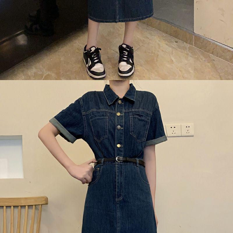Plus Size Women's Denim Dress - 2026 Summer Slimming Skirt for Tummy Concealment
