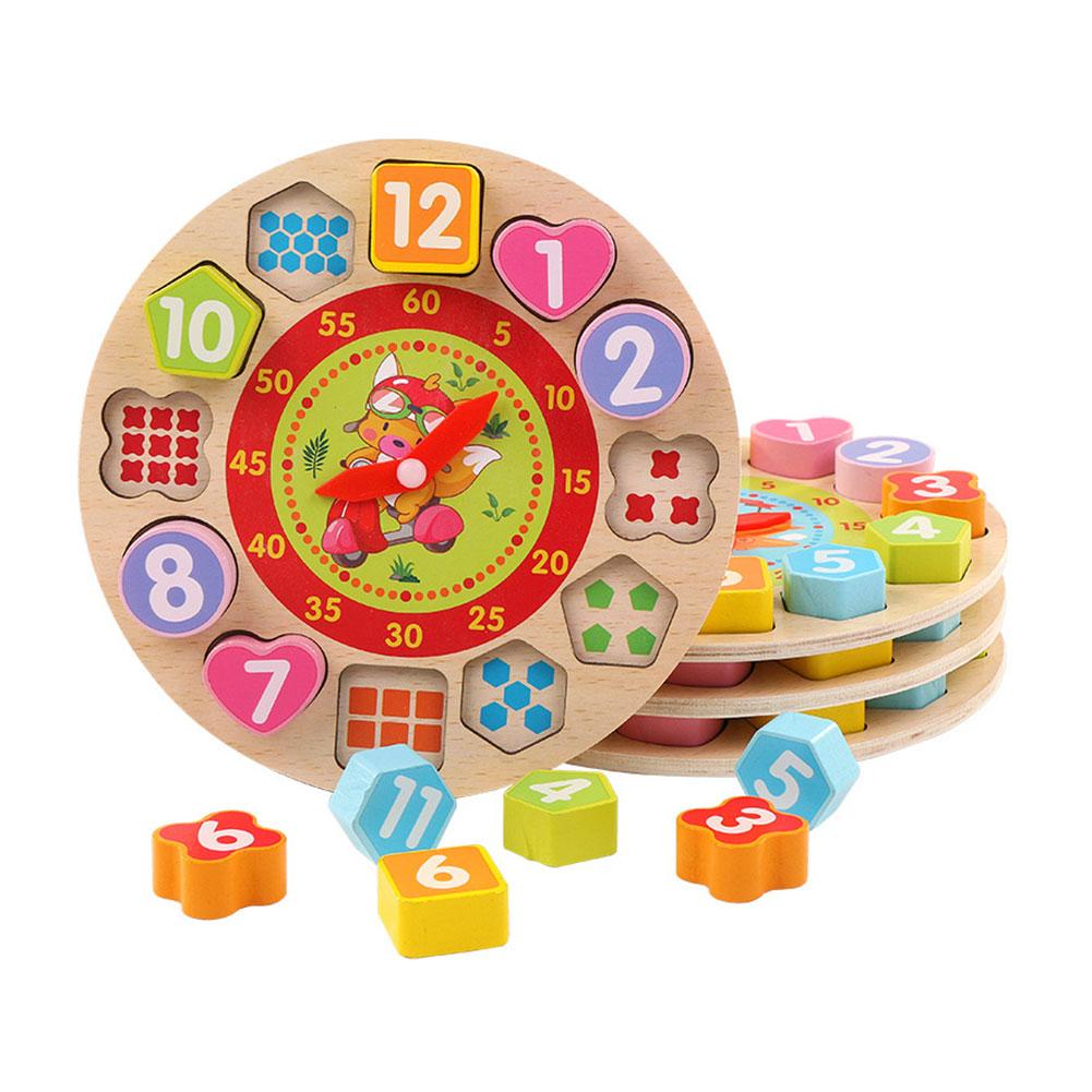 Wooden Puzzle Clock Toy Cognitive Digital Clock Wooden Watch Jigsaw Toys