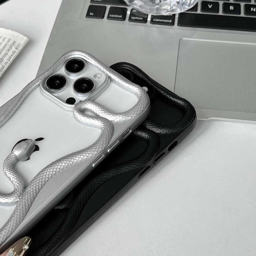 Case for iPhone 16 15 14 13 12 11 Luxury 3D Hollow Snake Phone Case Cover with Super Strong Heat Dissipation Function