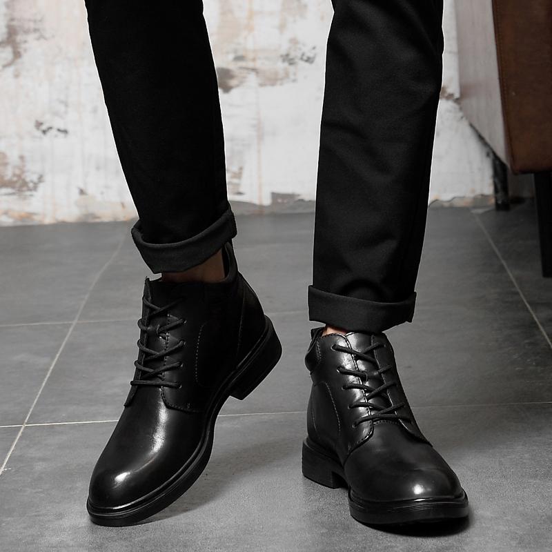 Fashion New Autumn Winter Fashion Genuine Leather Men Boots Lace-up High Top Ankle Boots Male Footwear Snow Boots Platform Casual Shoes