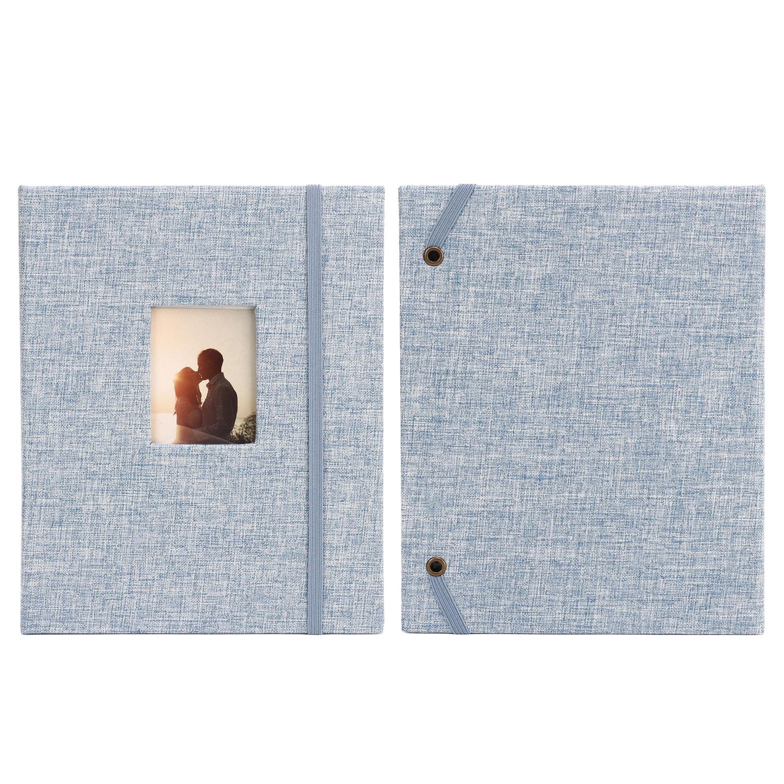 

Міні 3-дюймовий фотоальбом Бавовняно-конопляна плетена обкладинка 208 кишень Декоративний фотоальбом для квитків синій