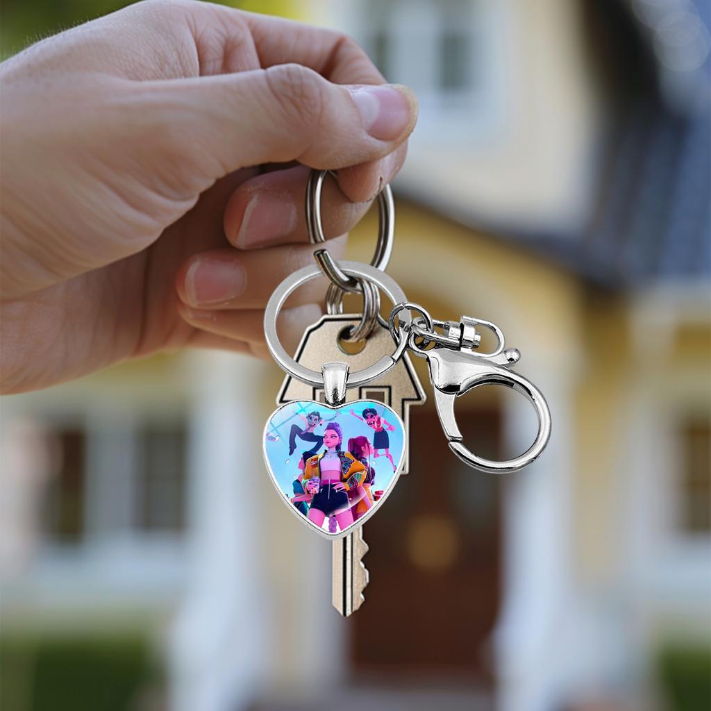 Witch Girl Group Surrounding Love Keychain Pendant Cartoon Anime Heart Pendant Accessories