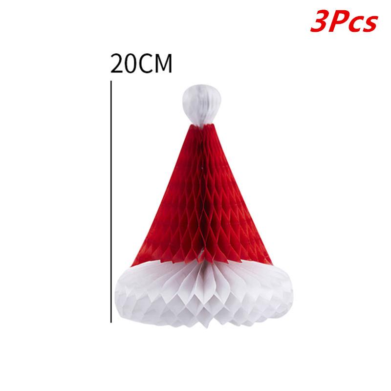 3/4/5/10PCS 20cm Christmas Tree Ornament Honeycomb Christmas Hats Hanging Pendant DIY New Year Xmas Party Decoration Home Market