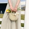 Half-Round Straw Woven Crossbody Bag - Casual Beach-Style Handbag for Women
