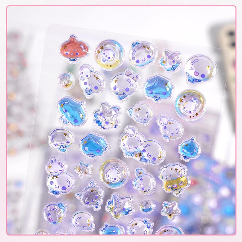 Embossed 3D Crystal Animal Stickers Cartoon Shimmery Crystal Stereo Stickers Pvc Cute Sticker Diy Crafts Phone Case Decoration