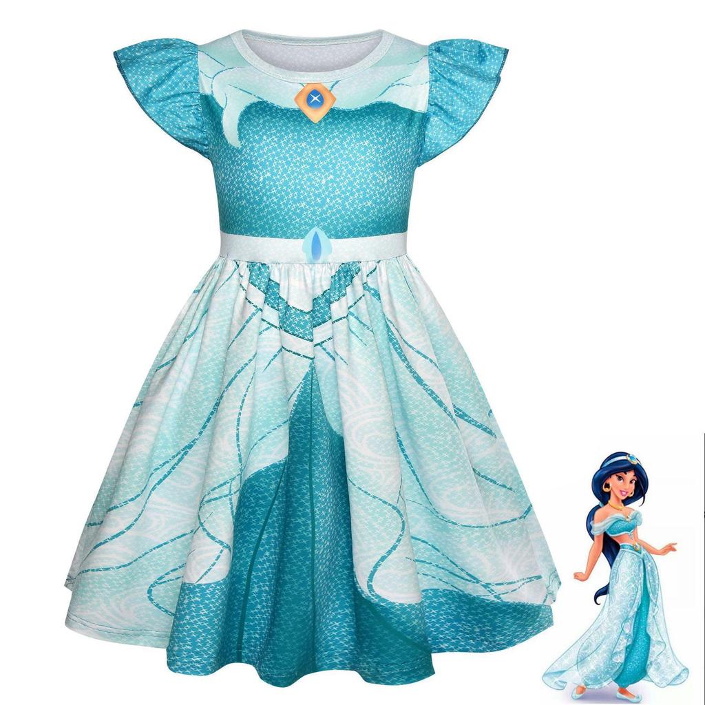 Summer New Product, Snow White Flying Sleeve Dress Cosplay Clothes Children'S Performance Clothes 3D Digital Printing