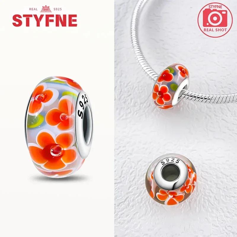 Copper Metal Colorful Flower Series Murano Glass Bead Components Luxury Charm Bead Component Compatible With Authentic Original Bracelet High Quality