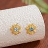 S925 Sterling Silver Colored Treasure Natural Garnet Tanzanite Topaz Earrings Female Niche Snowflake Design