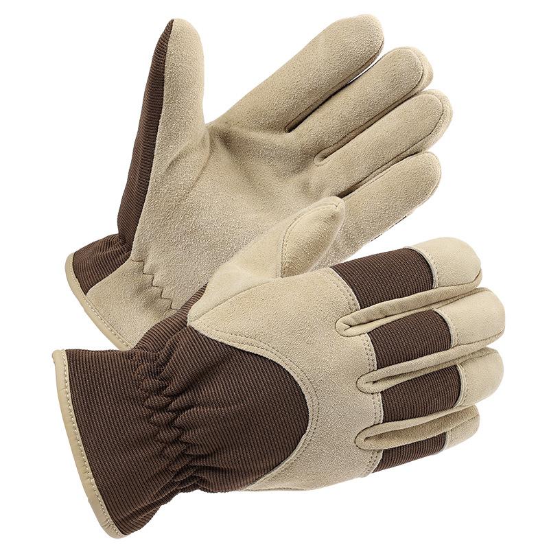 Winter Deer Leather Warm Gloves Plus Velvet Thickened Anti Slip Wear Resistant Outdoor Shovel Cold Storage Cold Protection Work Gloves