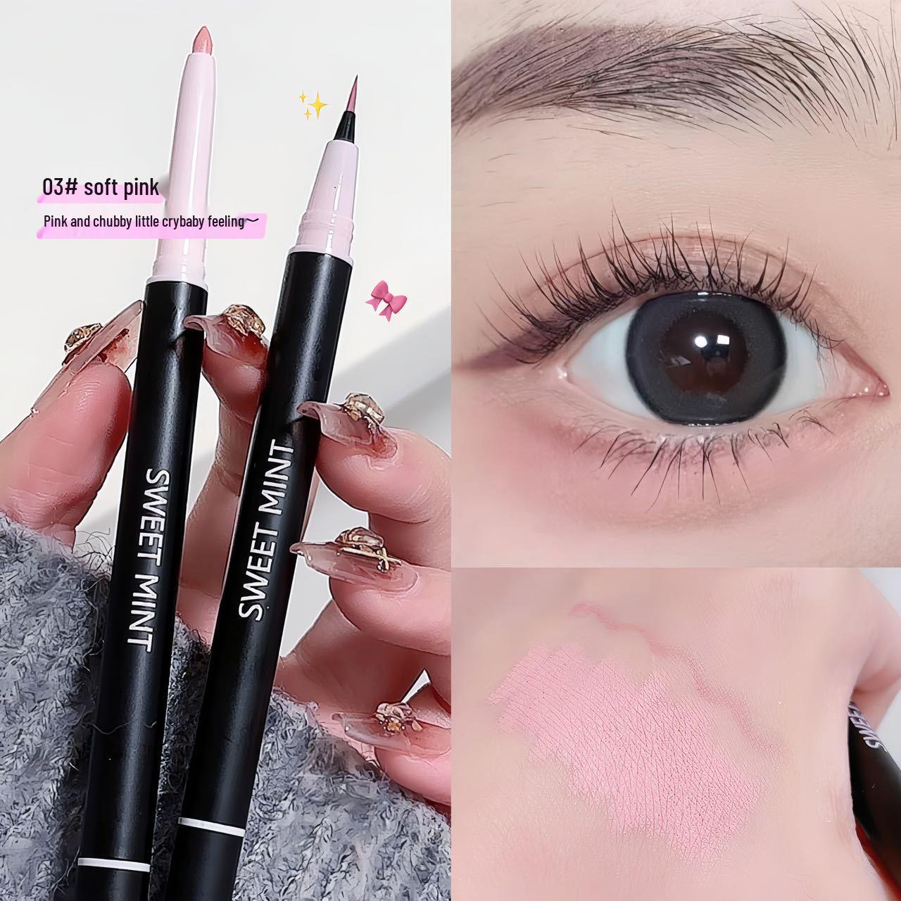 Sweet Mint Heartbeat Dual-Ended Under-Eye Bag Pen: Matte & Pearlescent Glitter Highlighter & Shadow Liner.