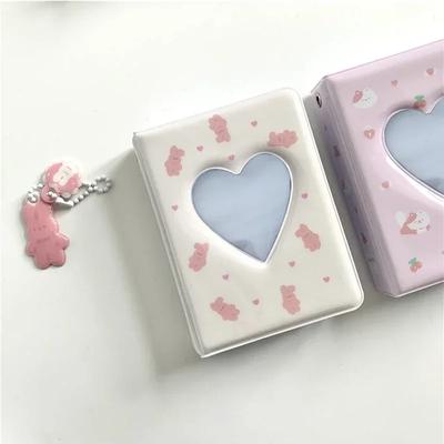 Roztomilý medvídek fotoalbum 3 palcové Love Heart duté pouzdro na ukládání obrázků Kpop Card Binder Jmenovka Book Card Holder 40 kapes