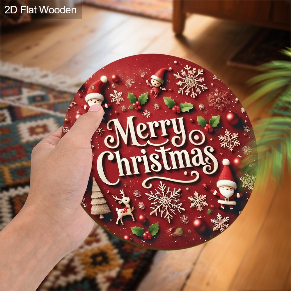 Semn din lemn Merry Christmas - Semn Navidad pentru ușă din față, curte, balcon, decor interior - Cadouri ideale de Crăciun