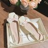 Baotou back empty sandals square head high heels women's thick heel gentle style bow middle heel single shoes with skirt