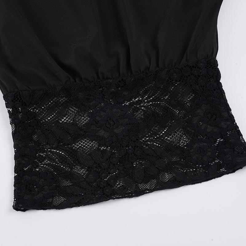 European Elegant Off-Shoulder Lace Patchwork Cropped Top - Slim-Fit Women's Style, Short-Sleeved.