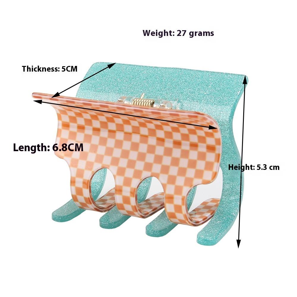 Simple Hair Bun PVC Material Checkered Claw Clip Hair Volume Multi-practical Shark Clip