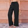 Womens Wide Leg Palazzo Pants High Waisted Adjustable Tie Knot Flowy Trousers Casual Loose Pant With Pockets
